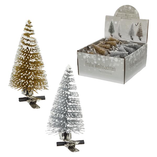Weihnachtsbaum glitzer, mit Clip, ca. 8cmH, 2/s
