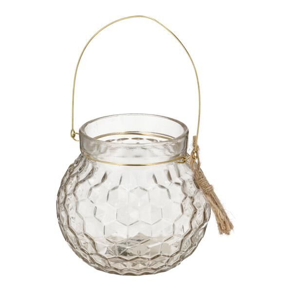 Windlicht  Glas mit B&uuml;gel, 12cmH