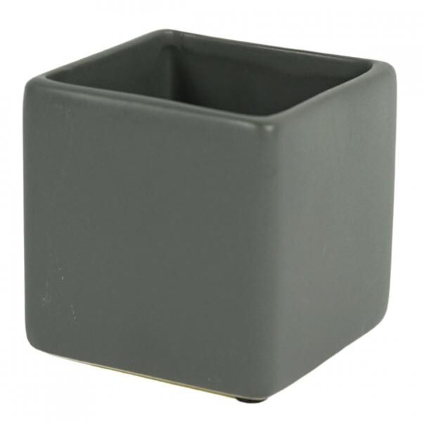D&M Blumentopf, quadratisch, Basic, mattgrau, 14 cm