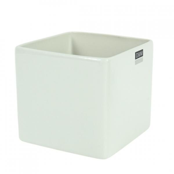 D&M Blumentopf, quadratisch, Basic, cremefarben, 11 cm