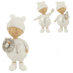 J-Line-Figur „Weihnachtskind“, weiß/silberfarben, 12 cm, 3er-Set