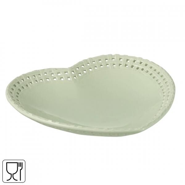 J-Line Teller, herzförmig, Keramik, grün, 22 cm