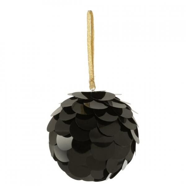 J-Line-Weihnachtskugel mit Pailletten, schwarz, 10 cm