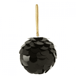 J-Line-Weihnachtskugel mit Pailletten, schwarz, 10 cm