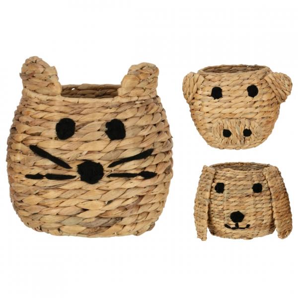 J-Line-Korb aus Wasserhyazinthe, 27 cm, 3er-Set, sortiert