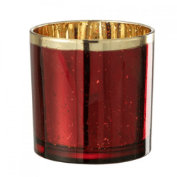 J-Line Teelichthalter L rot/goldfarben 15 cm