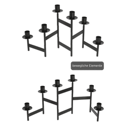 Candle holder, black, 56x22 cm