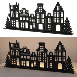 LED Winter Village on a stand, 57 cm wide