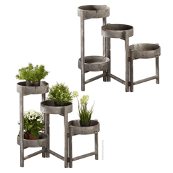 Vintage plant steps, round, four steps, gray, approx. 65cmH