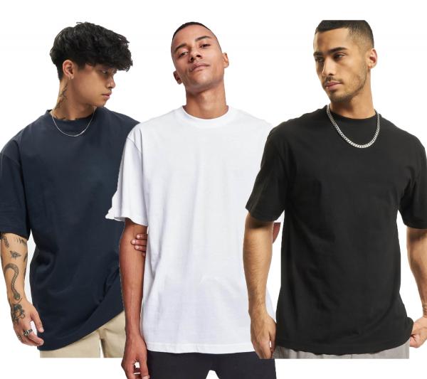 sportliches URBAN CLASSICS Herren T-Shirt Oversize 180 g/m&sup2; Baumwoll-Shirt Freizeit Wei&szlig;, Blau oder Schwarz
