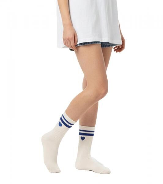 10 Paar bequeme ZWILLINGSHERZ Damen Socken Tennis-Socken mit Herz-Stickerei Alltags-Str&uuml;mpfe Baumwoll-Socken 4603S K248141 Wei&szlig;/Blau