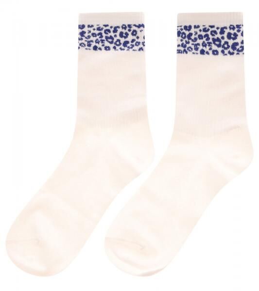 10 Paar bequeme ZWILLINGSHERZ Damen Socken Tennis-Socken mit Leoparden-Muster Alltags-Str&uuml;mpfe Baumwoll-Socken 4603S K248144 Wei&szlig;/Blau