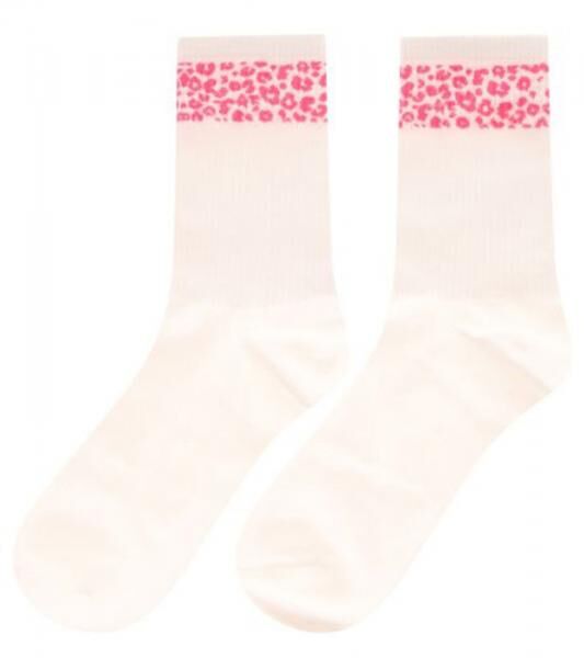 10 Paar bequeme ZWILLINGSHERZ Damen Socken Tennis-Socken mit Leoparden-Muster Alltags-Str&uuml;mpfe Baumwoll-Socken 4603S K248144 Wei&szlig;/Pink