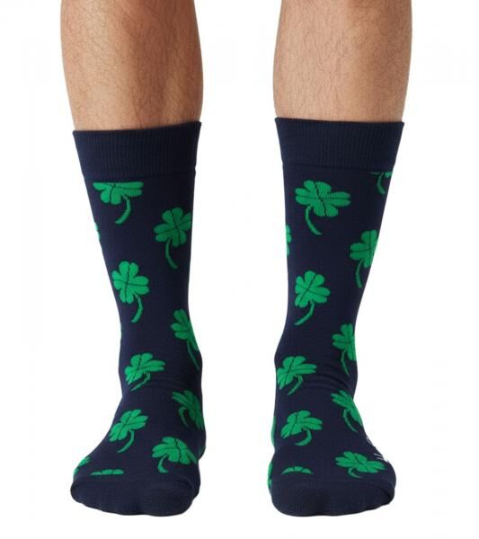 2 Paar Happy Socks St Patricks Herren Baumwoll-Sockenmit Glückssymbolen im St. Patrick’s Day Stil Alltags-Strümpfe in Geschenk-Box XSPD