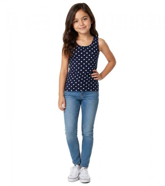 3er Pack Kinder Unterhemd f&uuml;r M&auml;dchen Baumwoll-Shirt Tank-Top 954821 Navy/Hellblau/Wei&szlig;