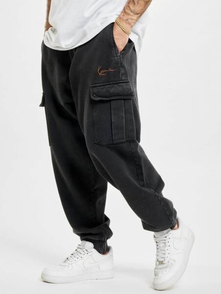 bequeme Karl Kani Herren Jeans Kordelzug Klettverschluss 400 g/m&sup2; mit Baumwolle Schwarz