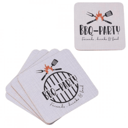 Boltze Untersetzer „BBQ Party“, 10,5 cm, 2 verschiedene Designs, 4 Stück