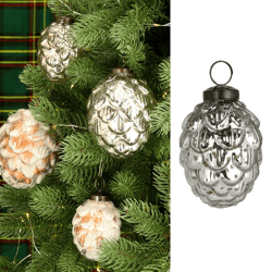 Christmas tree ornament cone, silver, small, 5x8cm