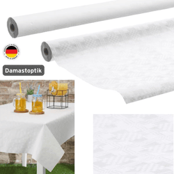 Damask tablecloth white, 10m x 1m