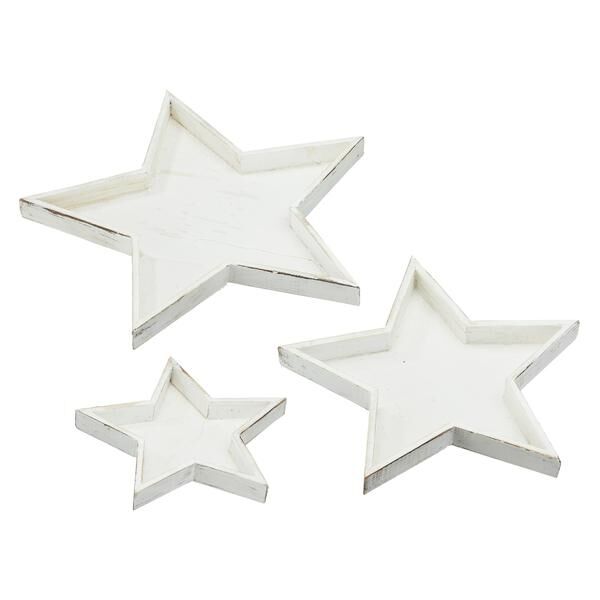 Dekoteller "Stern", 3er Set, wei&szlig; antik
