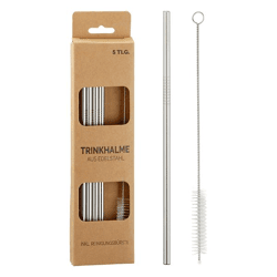 Stainless steel drinking straw, set of 4, incl. brush, approx. 20cmL