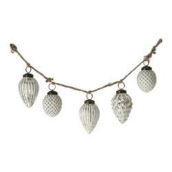 Garland cone ornament, white-silver, approx. 50cmL