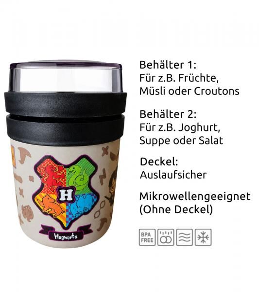 Harry Potter To Go Hogwarts 500ml Isolierte Lunchbox mit Deckel f&uuml;r warme & kalte Mahlzeiten Grau