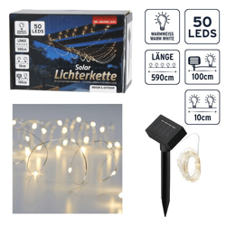 LED Solar Lichterkette Kupferdraht, 50 LED, 590cm