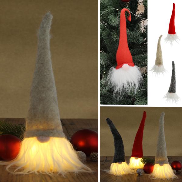 LED gnome, felt, 3/s, approx. 20cmH