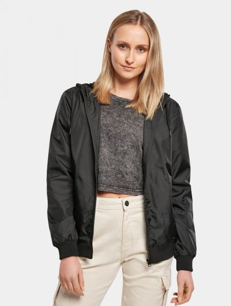 moderne Build Your Brand Damen Jacke Kordelzug Taschen 75 g/m&sup2; Schwarz