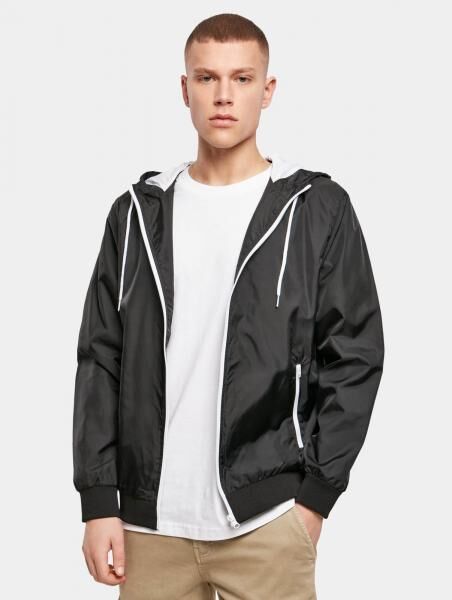 moderne Build Your Brand Herren Jacke Rei&szlig;verschluss Taschen 75 g/m&sup2; Schwarz/Wei&szlig;