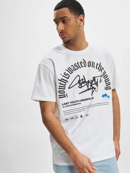 modernes Lost Youth Herren T-Shirt Oversize 240 g/m&sup2; mit Baumwolle Wei&szlig;