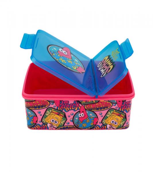 SpongeBob Schwammkopf Brotdose Brot-Aufbewahrungsbox ca. 1,4 Liter Lunchbox mit Patrick Star-Motiv in Rosa/Blau oder mit SpongeBob-Motiv Ge