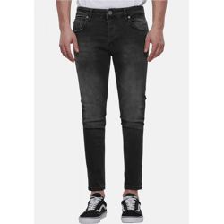 stylische 2Y Premium Herren Jeans Skinny Fit Stretch Reißverschluss mit Baumwolle Schwarz
