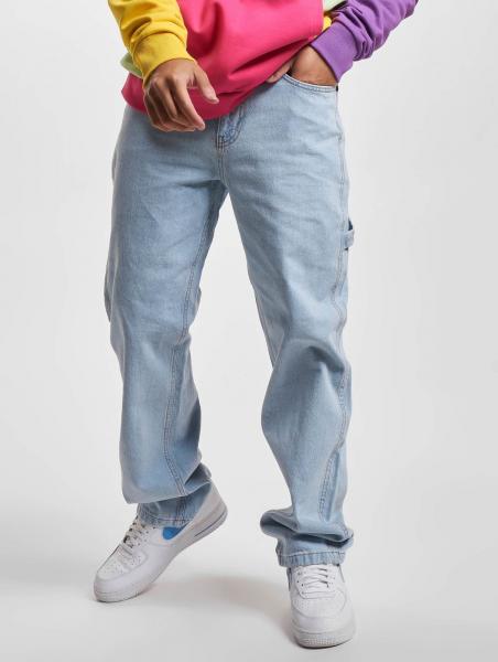 stylische Karl Kani Herren Jeans Rei&szlig;verschluss Taschen mit Baumwolle Hell-Blau
