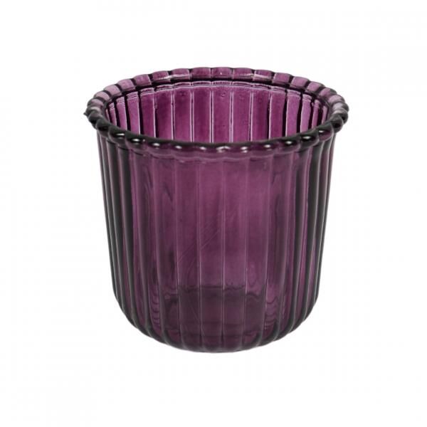 Tea light holder Day glass purple 11 cm
