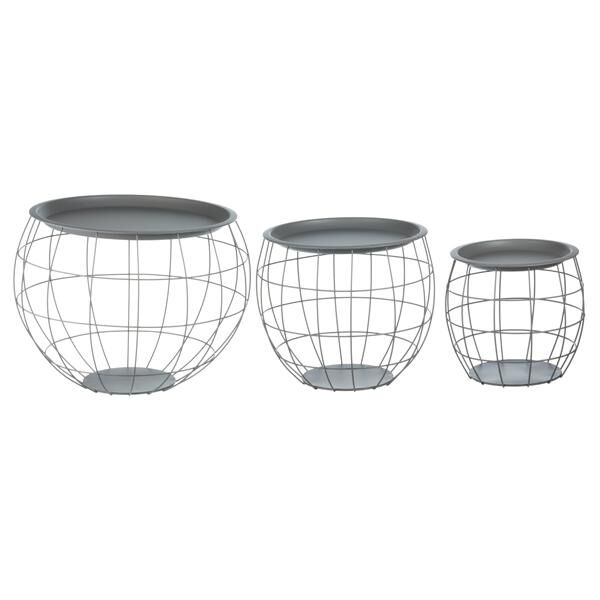 Tisch Set bauchig, grau, 3er Set