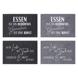 Felt Placemat with Saying, Set of 4, approx. 45x30 cm 