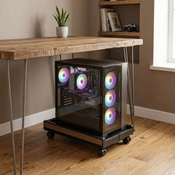 TowerCart – Erweiterbarer und verschiebbarer PC-Tower-Ständer | Breitenverstellbarer Schreibtischwagen mit feststellbaren Rollen