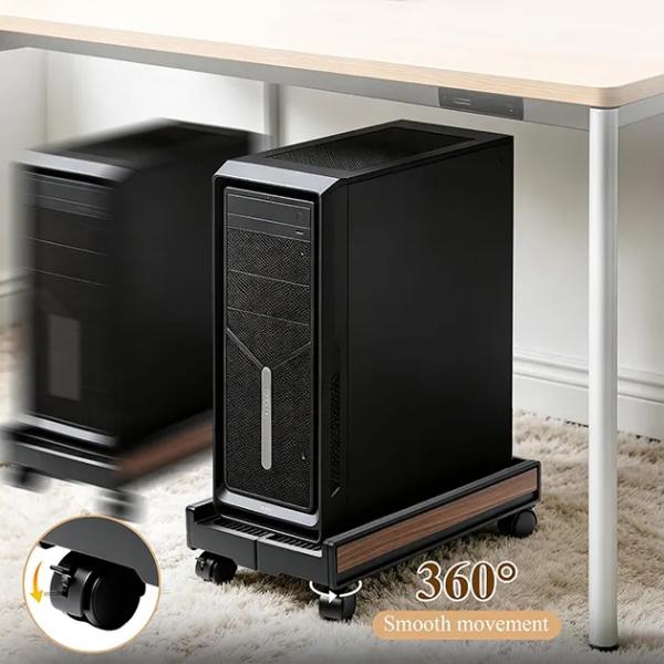 TowerCart – Erweiterbarer und verschiebbarer PC-Tower-Ständer | Breitenverstellbarer Schreibtischwagen mit feststellbaren Rollen