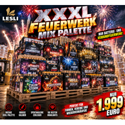 XXXL FEUERWERK MIX PALETTE – LESLI GRUPPE – BATTERIE- UND VERBUNDFEUERWERK – NUR 1.999 EURO