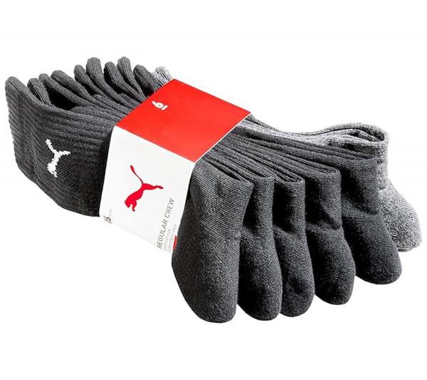 6 Paar PUMA Crew-Socken dickere Business-Strümpfe mit gepolsterten Fußbereich Baumwoll-Socken atmungsaktive Alltags-Socken lange Strümpf