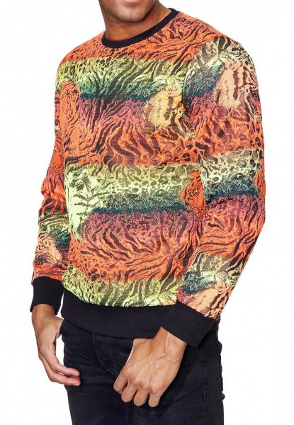 Aufregendes Sweatshirt f&uuml;r Herren im trendigen Tiger-Design Rundhals-Pullover Sweater 19142 Rot