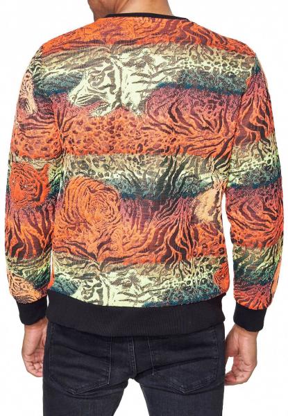 Aufregendes Sweatshirt f&uuml;r Herren im trendigen Tiger-Design Rundhals-Pullover Sweater 19142 Rot