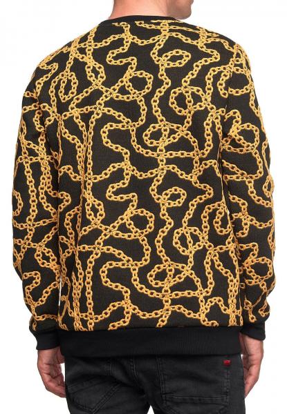 Ausgefallenes Sweatshirt f&uuml;r Herren mit Muster im Ketten-Design Rundhals-Pullover 19141 Gelb