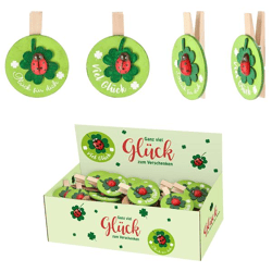 Bastelklammern / Holzklammer Viel Glück, 2/s, ca.7cmL