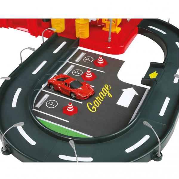 Bburago 18-31204 - Ferrari Race & Play: Park Garage inkl. 2 Fahrzeugen und Tragebox, 1:43 - Modellauto