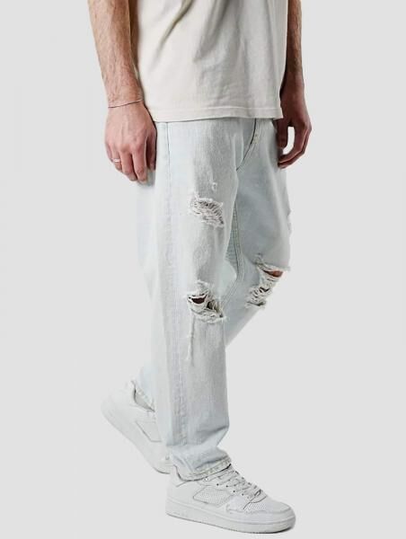 bequeme 2Y Premium Herren Jeans Straight Fit Rei&szlig;verschluss mit Baumwolle Hell-Blau