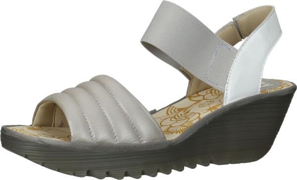 Bequeme FLY London Sandalen Schlupfschuhe f&uuml;r Damen P501414 001 Silber