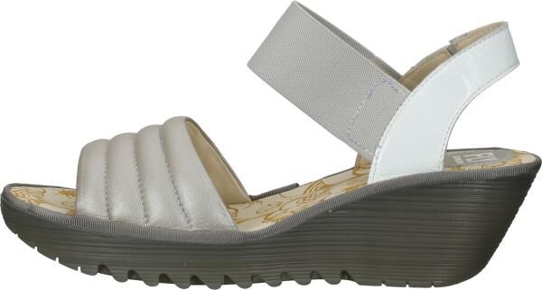 Bequeme FLY London Sandalen Schlupfschuhe f&uuml;r Damen P501414 001 Silber